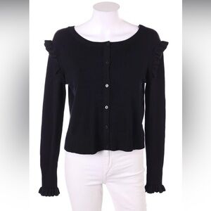 ZARA Chic Black RuffleKnit Cardigan with Volants